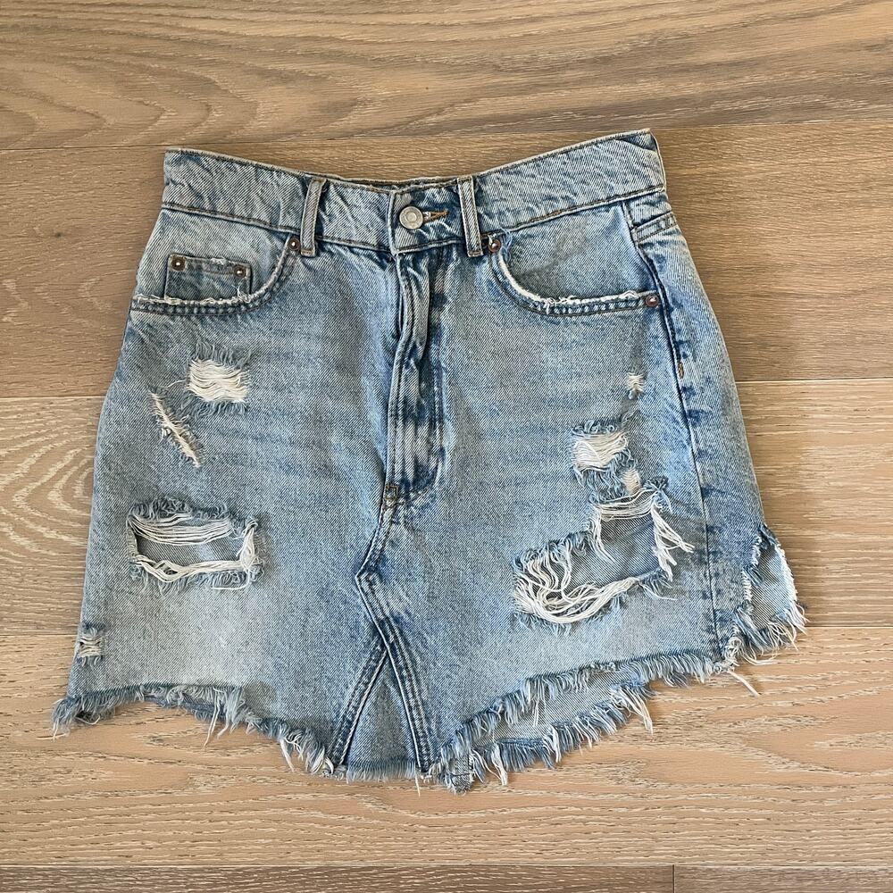 Anthropologie Pilcro Destroyed Denim Mini Skirt